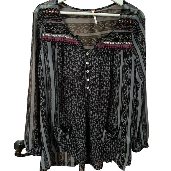 Free People Ling Sleeve Blouse - Picture 1 of 2